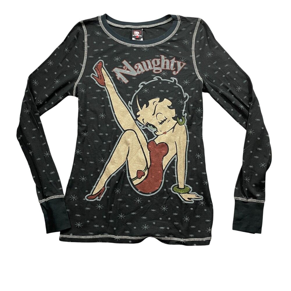 Betty Boop 19 Junior XXL Lightweight Thermal Long Sleeve Shirt Cotton Blend